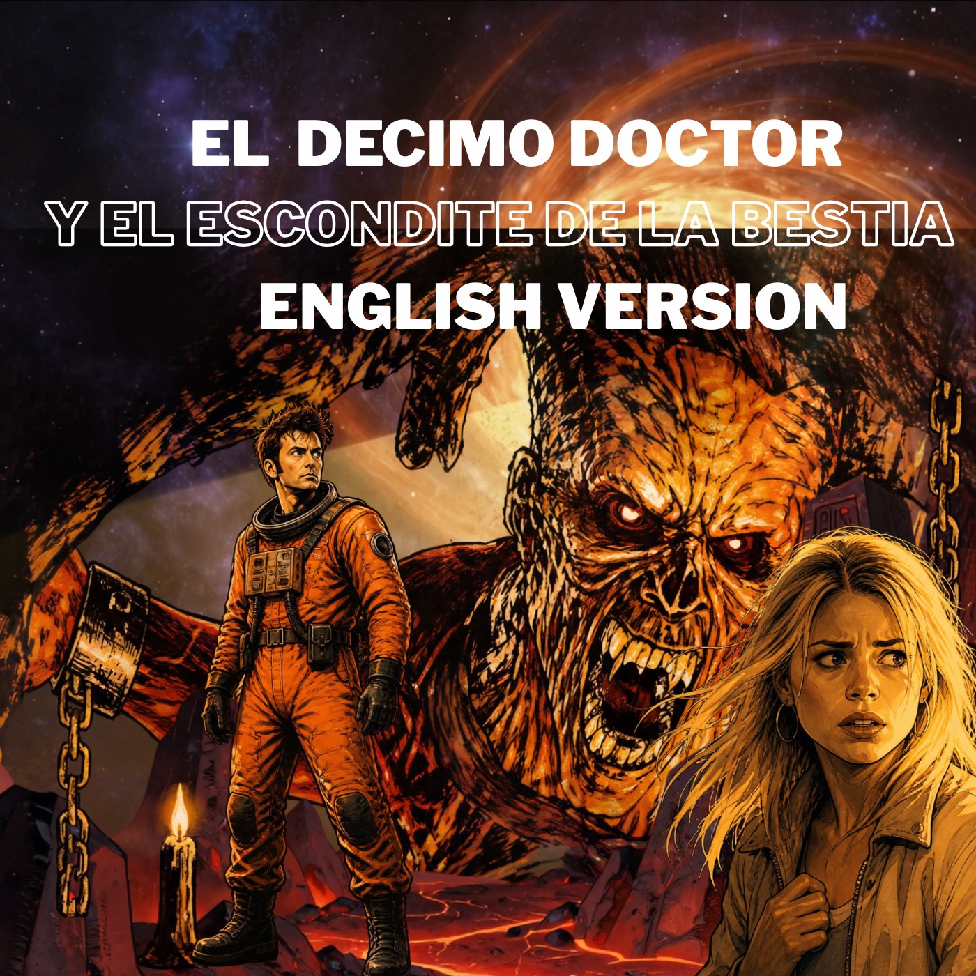 El decimo doctor y el escondite de la bestia Version Inglish artwork