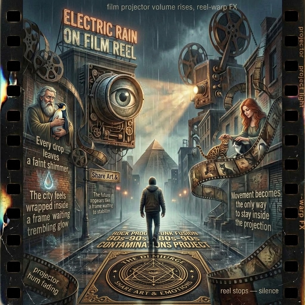 "Electric Rain on Film Reel" (The Demiurge 🕯) artwork