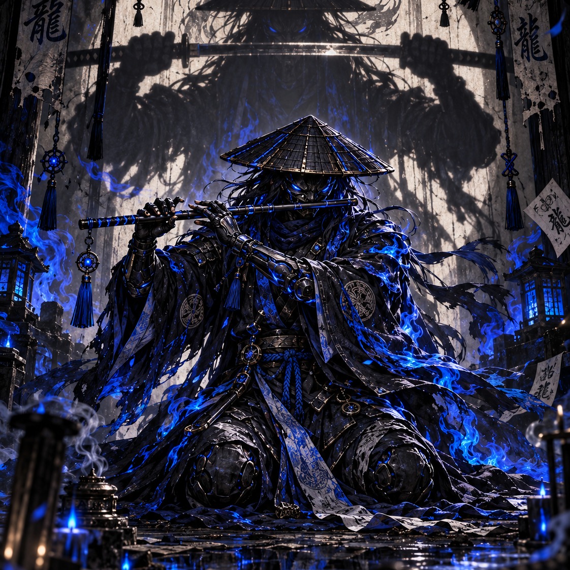 “Azure Dragon in the Shadows” — Shinoblu Theme artwork