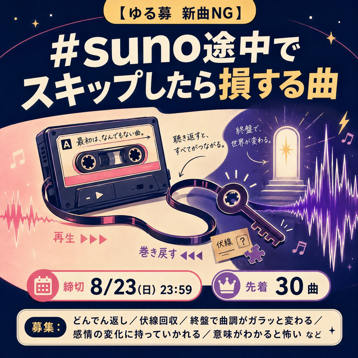 【締め切り済み】企画「#suno途中でスキップしたら損する曲」 artwork