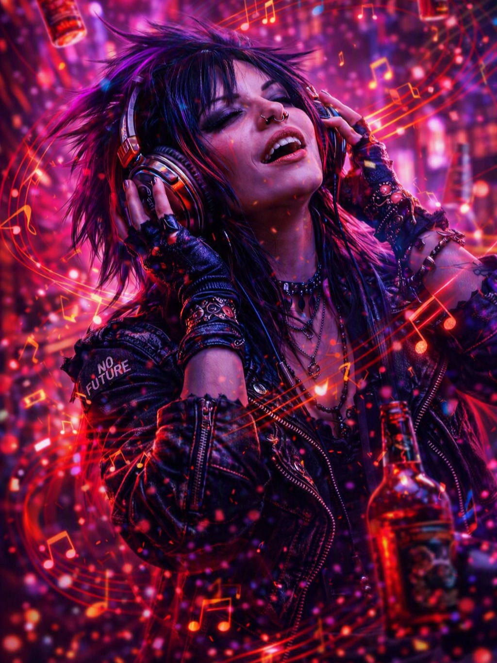 Drunk on Music / Punk girl blue artwork