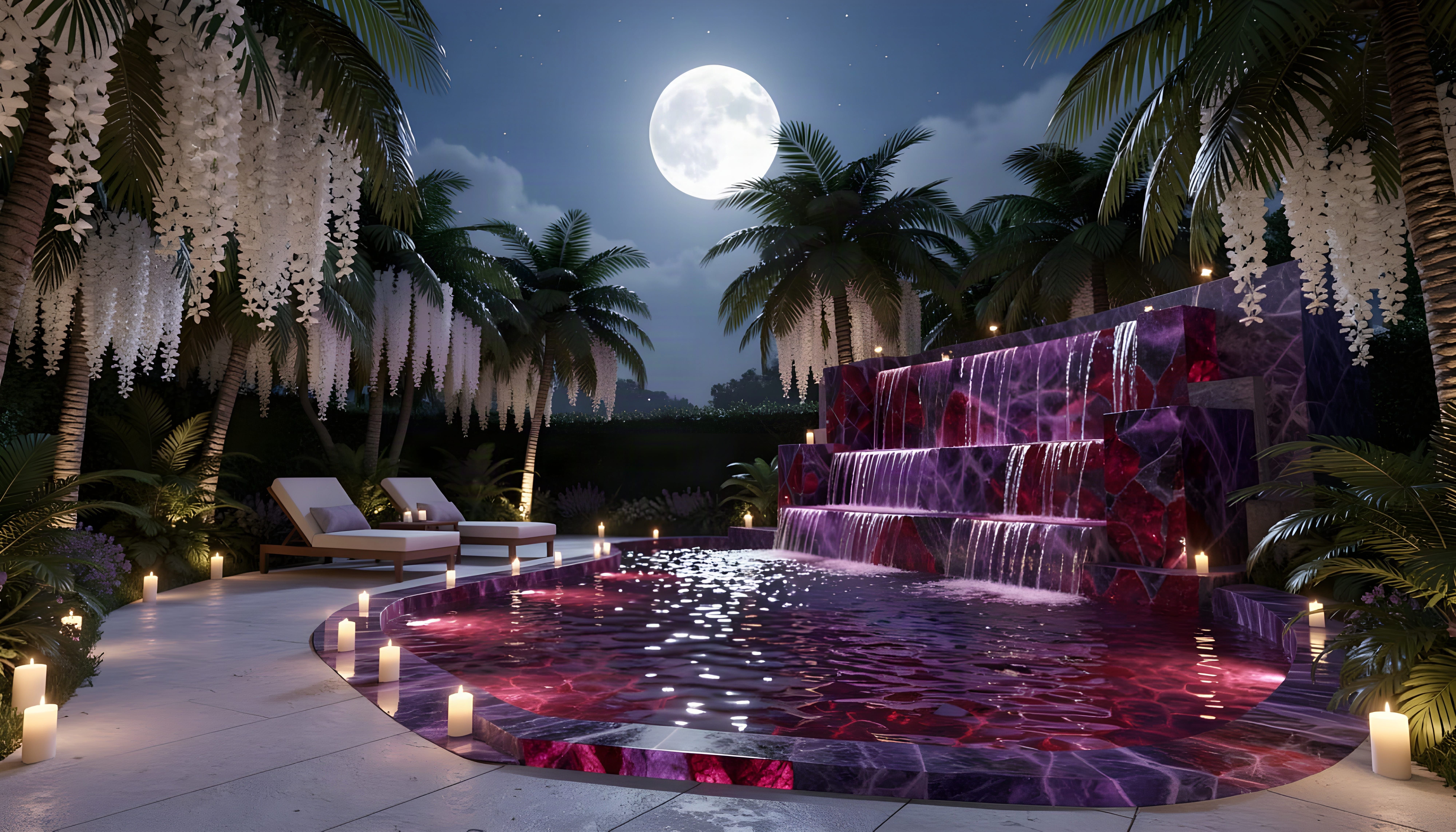 Amethyst & Ruby Moonlit Waters artwork