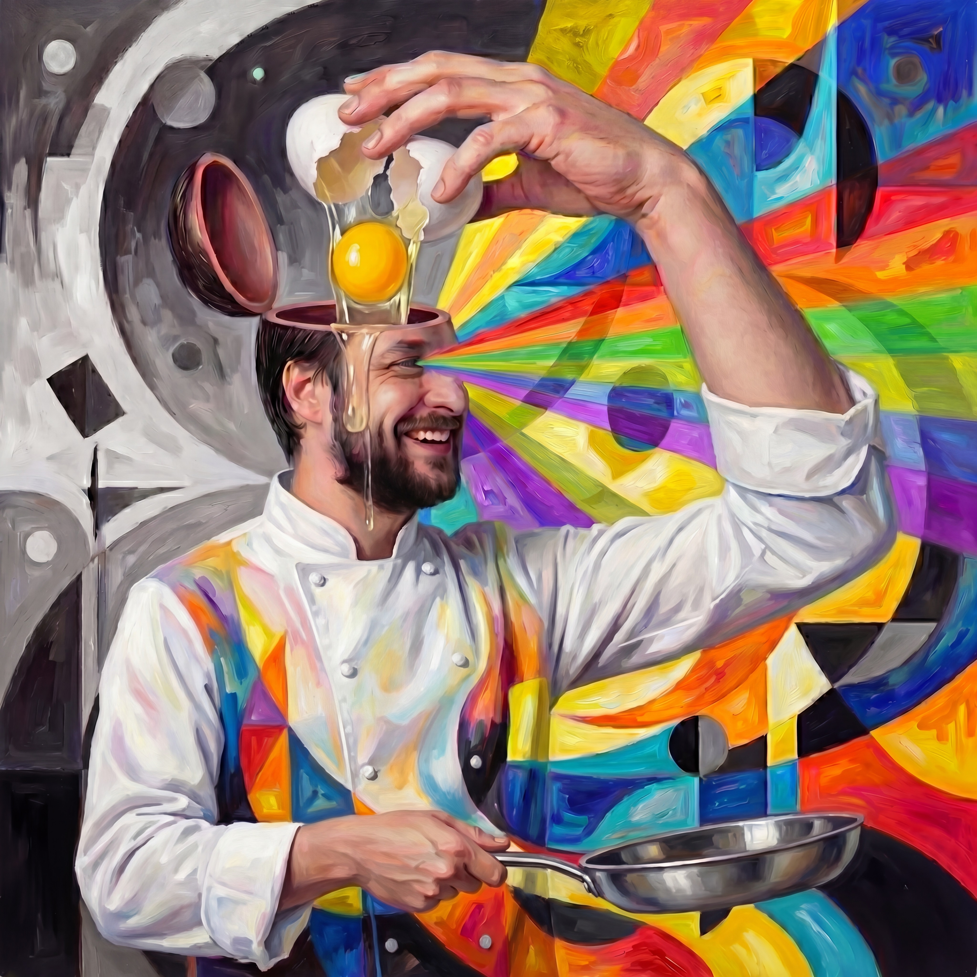 Сковородка жарится на яйцах artwork