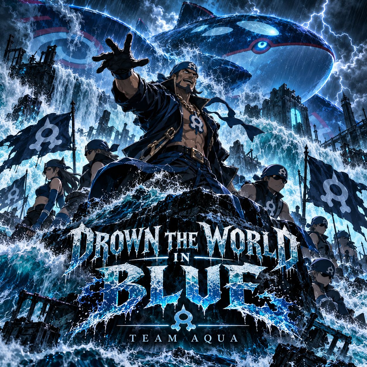 Pokémon Team Aqua — "DROWN THE WORLD IN BLUE" artwork