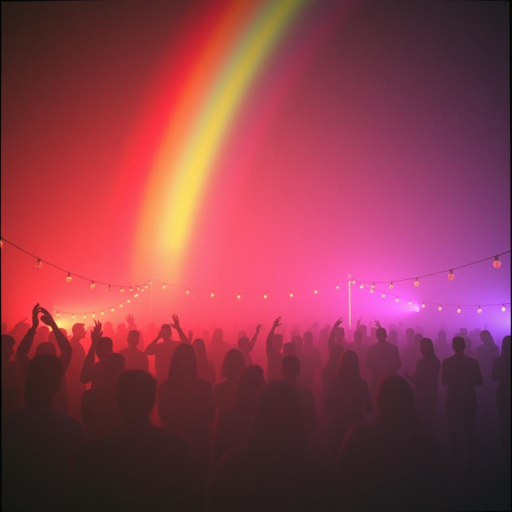 Rainbow in the crowd artwork