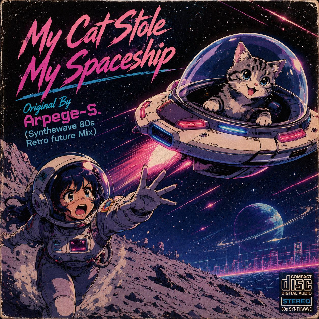 My Cat Stole My Spaceship  Original By Arpege-S.(Synthewave 80s Retro future Mix) artwork