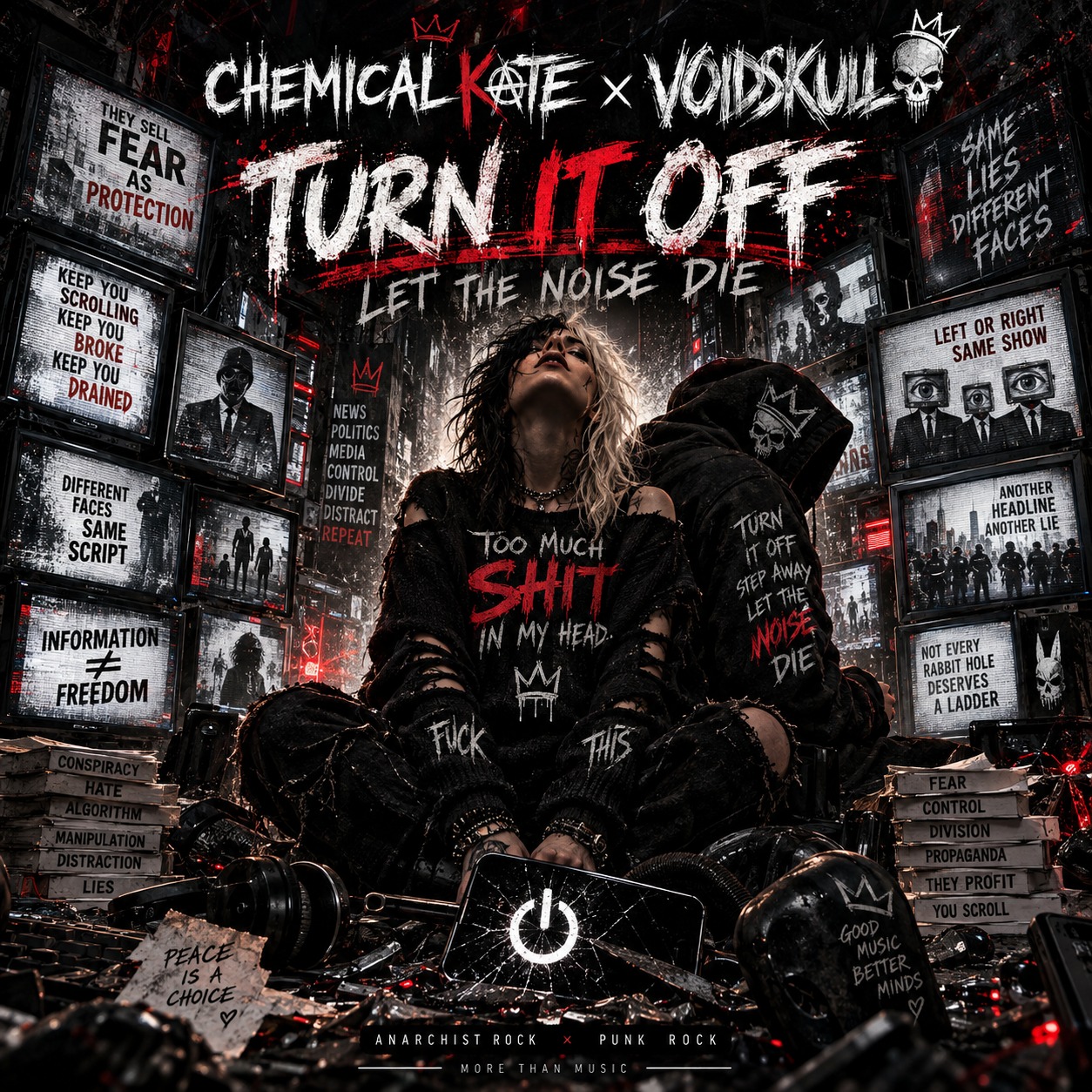 TURN IT OFF // LET THE NOISE DIE — ChemicalKate × VoidSkull artwork