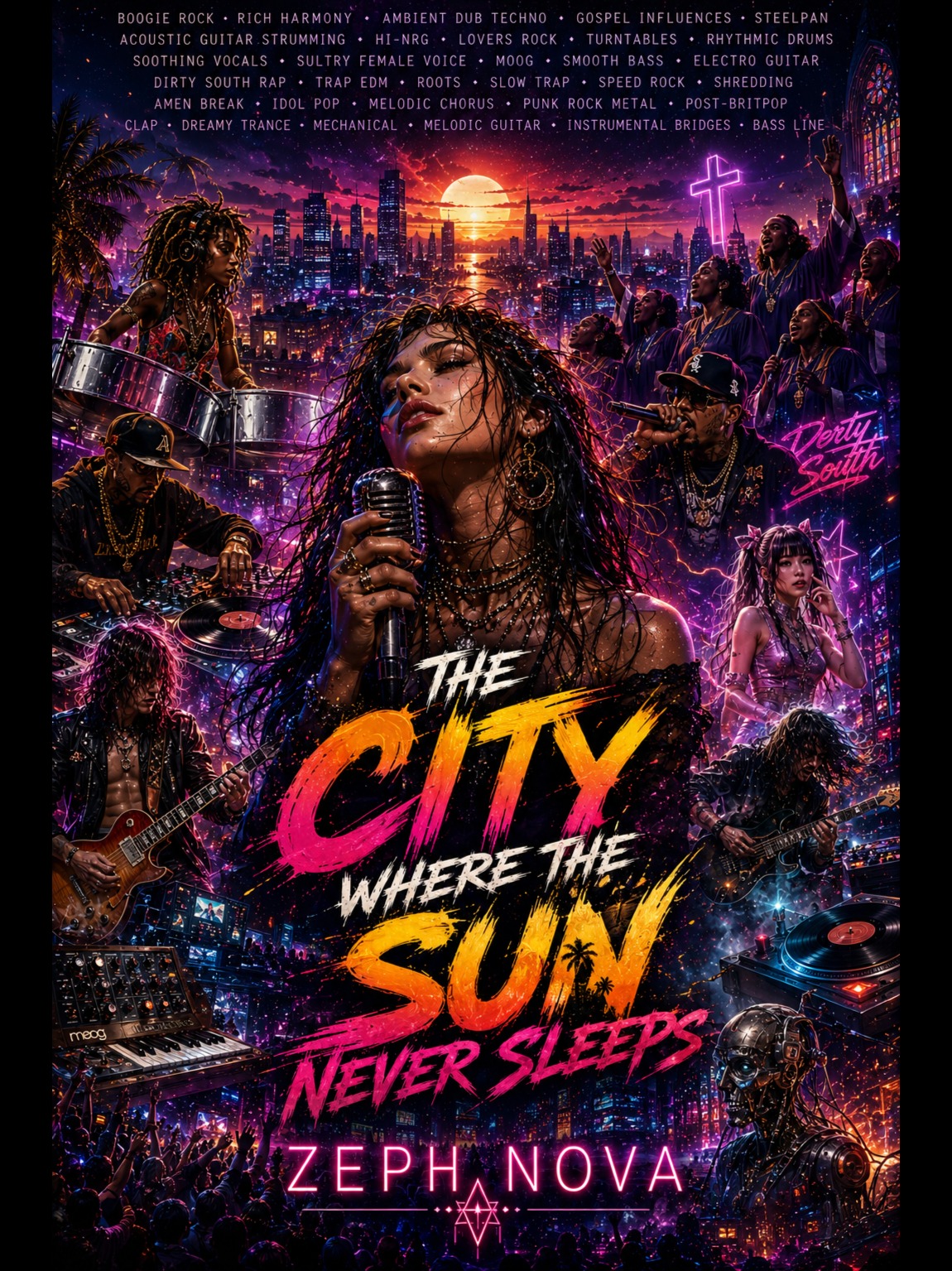 THE CITY WHERE THE SUN NEVER SLEEPS artwork