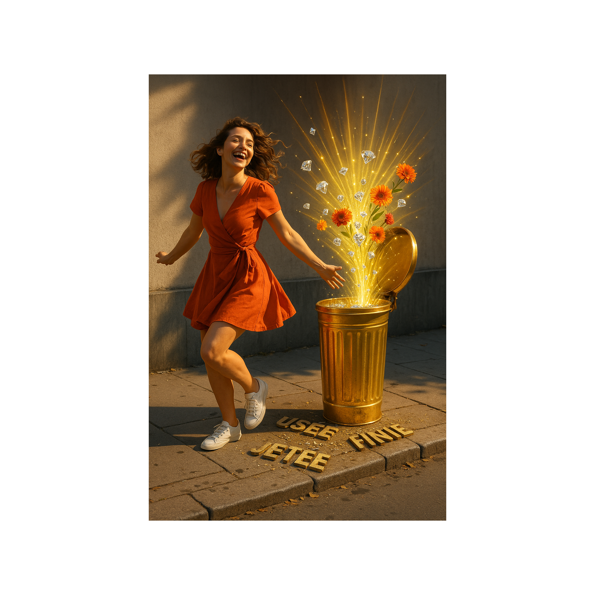Poubelle dorée artwork