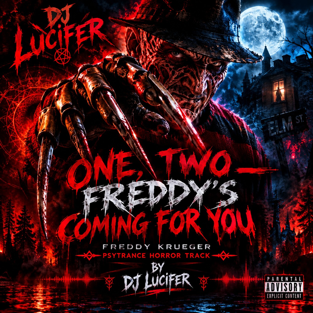 🔥 “ONE, TWO — FREDDY’S COMING FOR YOU” Freddy Krueger Psytrance Horror Track artwork