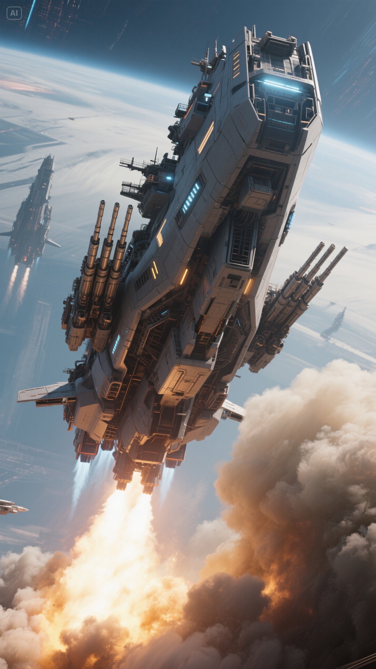Launch of the space battleship：001 artwork