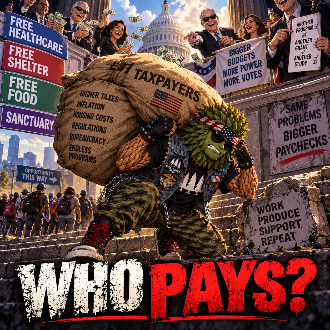 WHO PAYS? artwork