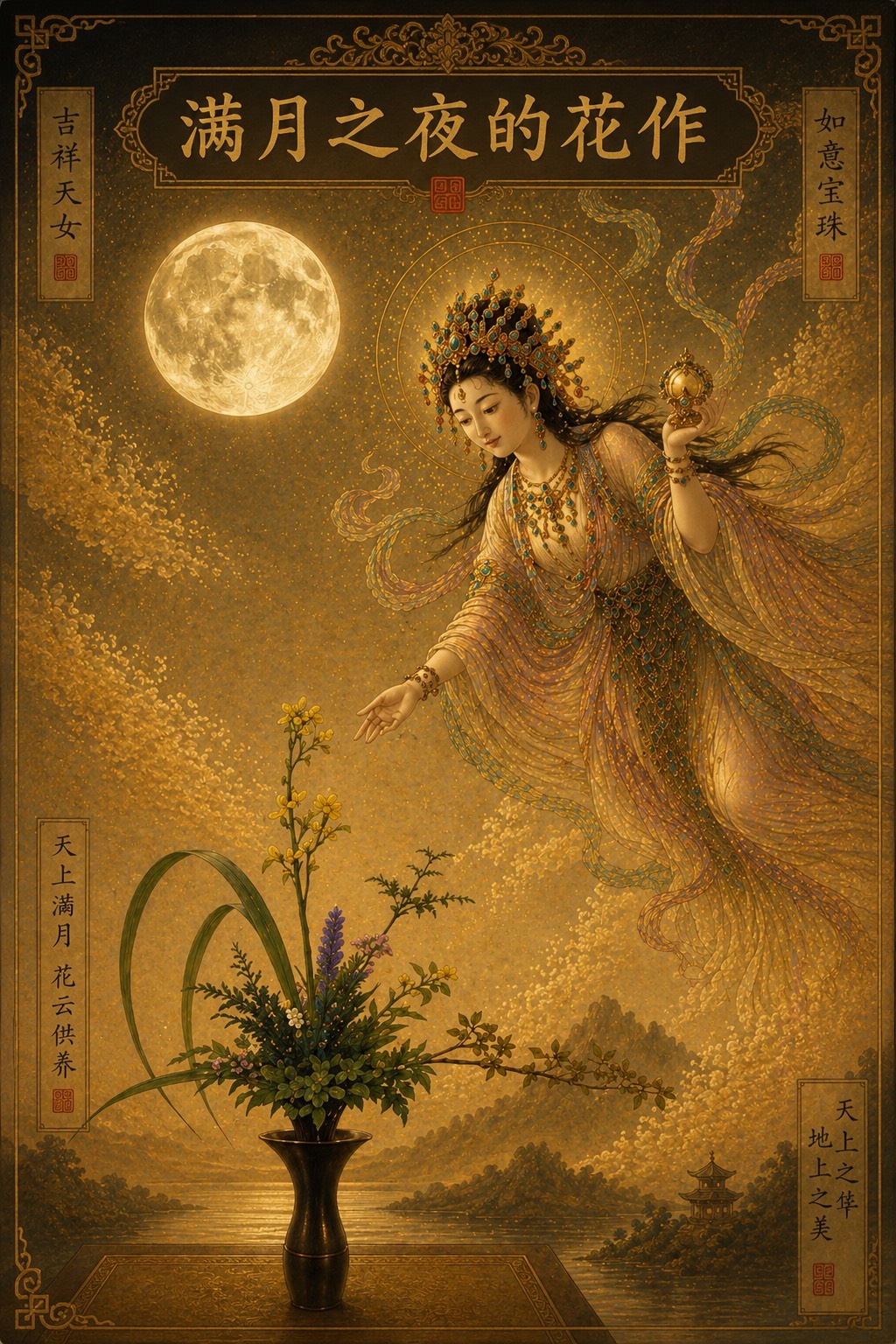 满月之夜的花作 artwork