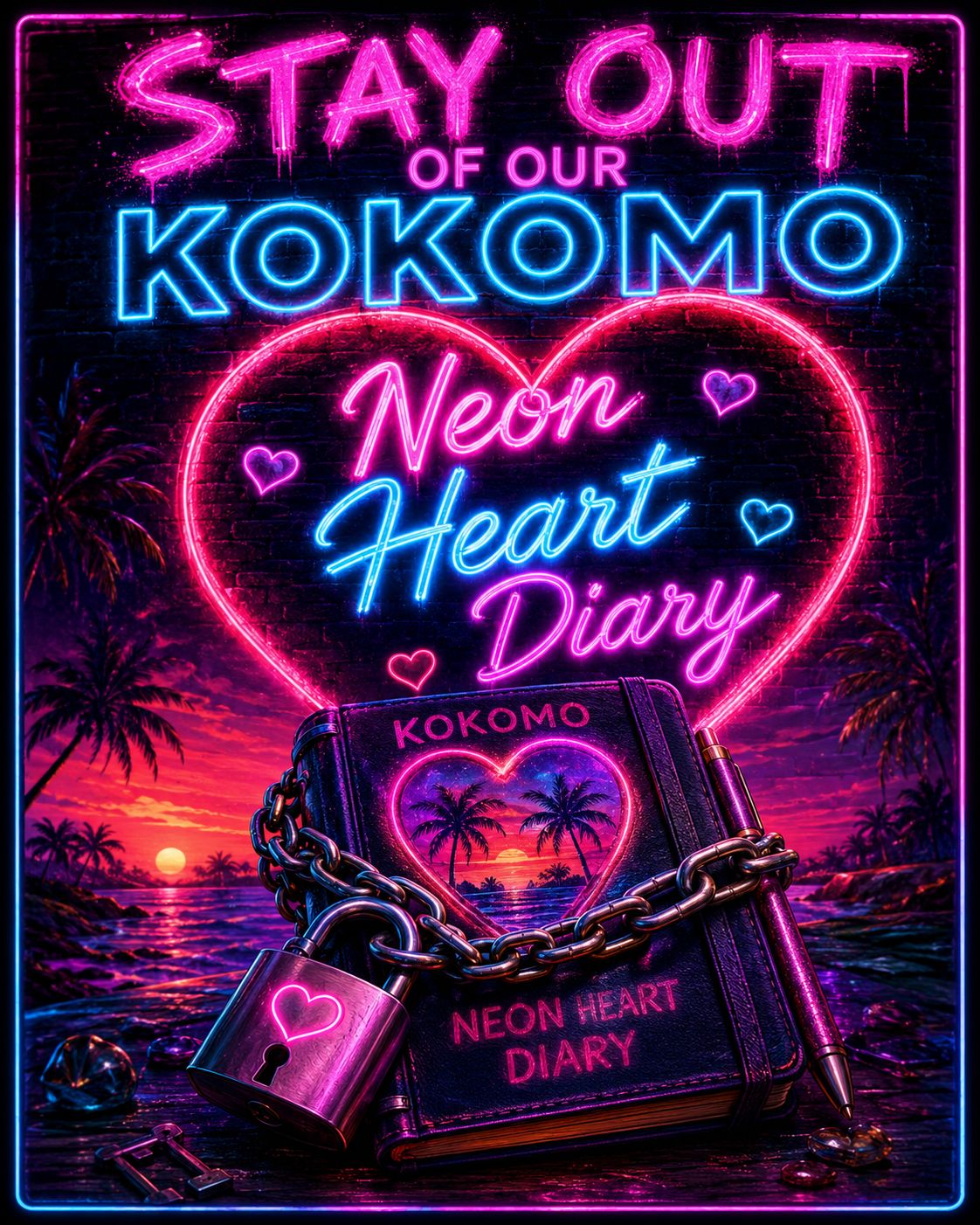 Stay off of our Kokomo Neon Heart Diary🌴📙🗝️🔒 artwork