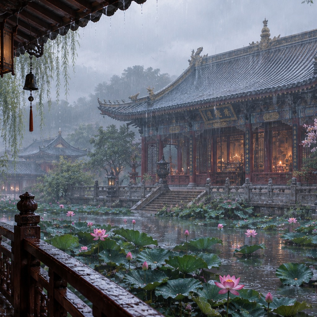 Rain on the Temple Roof artwork