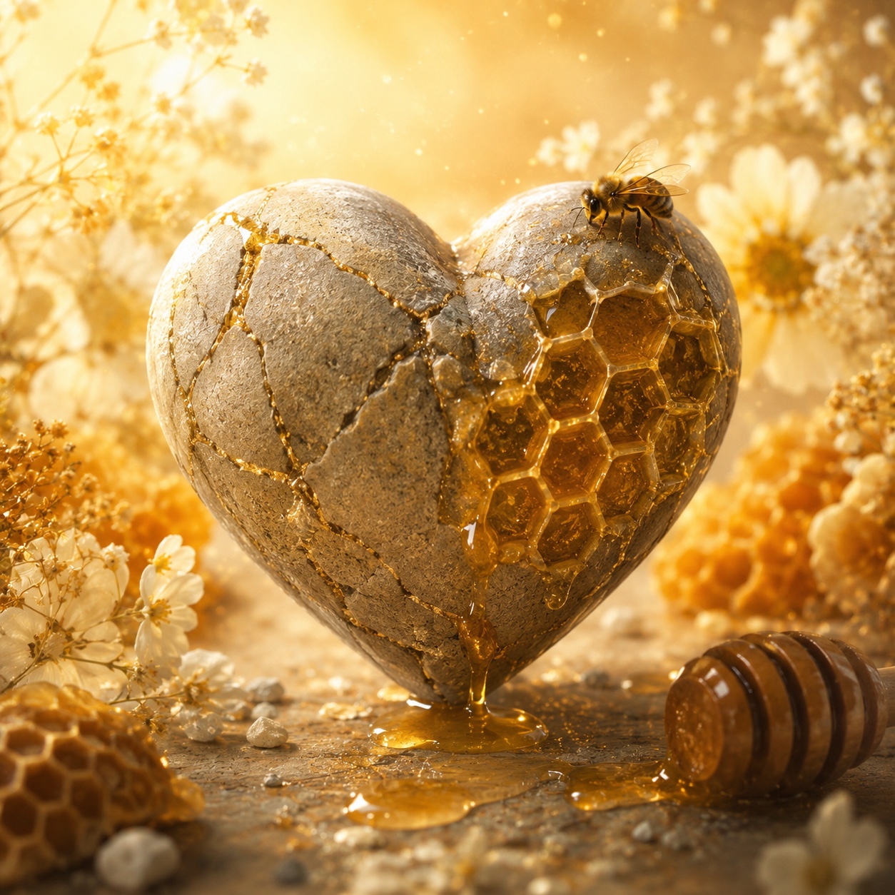 Honeycomb Heart Stone artwork