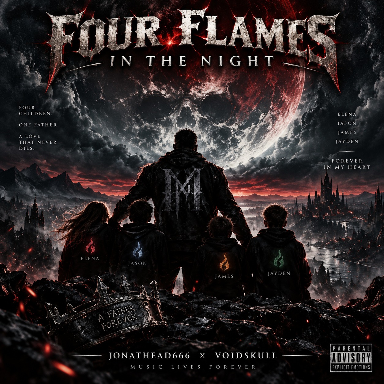 FOUR FLAMES IN THE NIGHT / Jonathead666 x VoidSkull ☠️ artwork