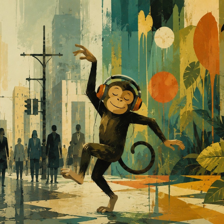 Monkey dance. English Bossa Nova + artwork
