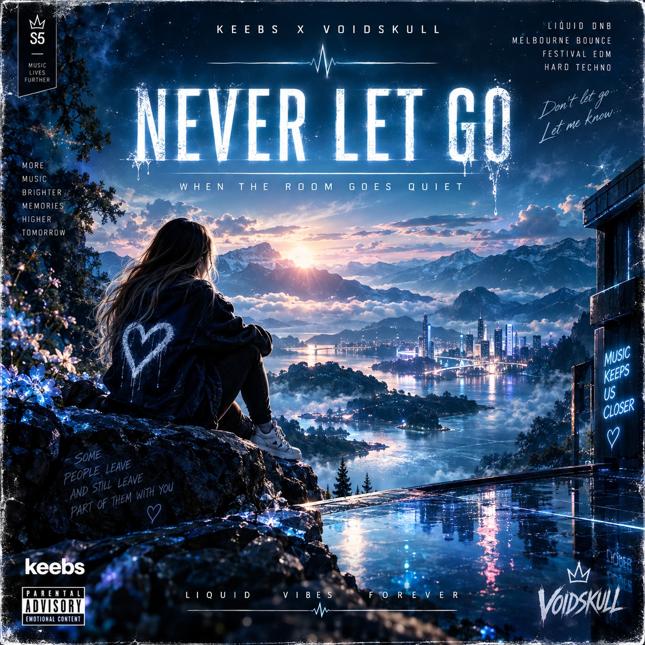 NEVER LET GO // Keebs × VoidSkull — WHEN THE ROOM GOES QUIET artwork