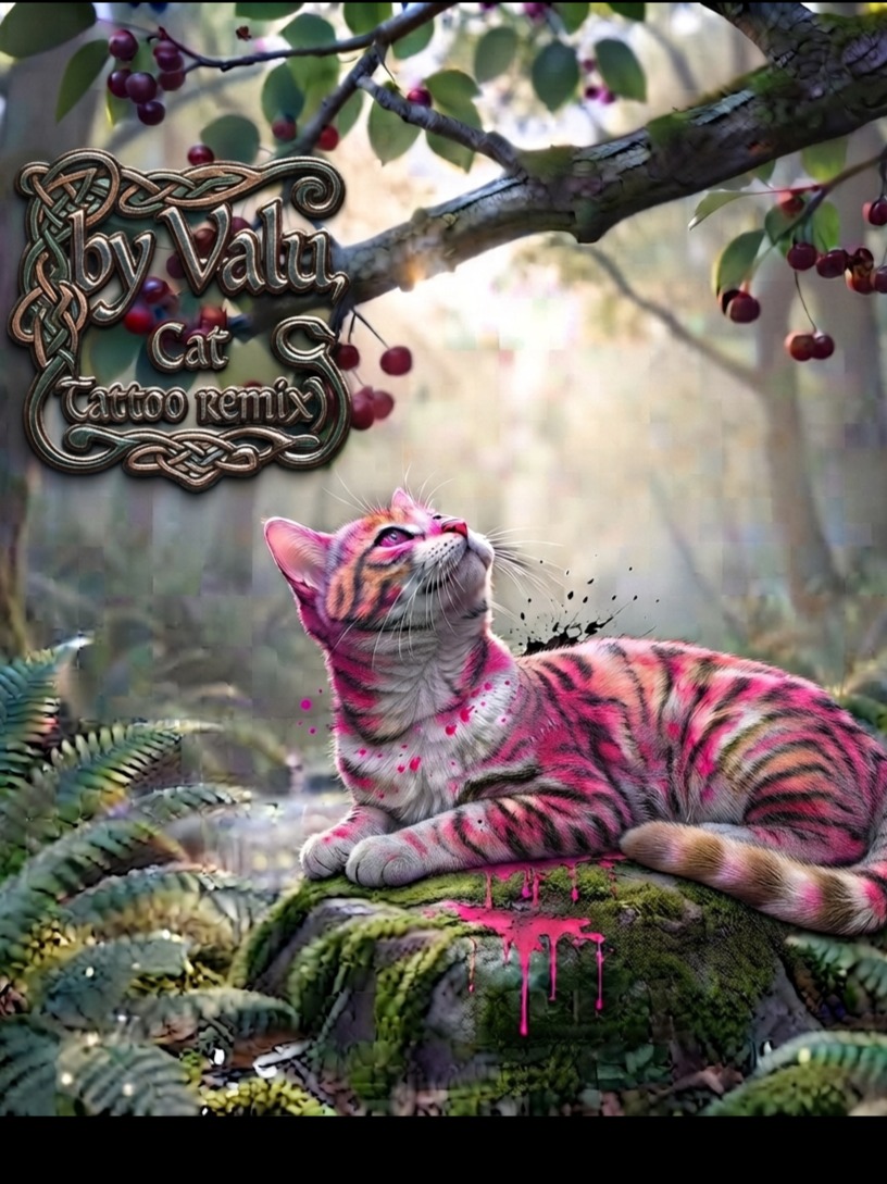 Under the rowan tree with a cat artwork