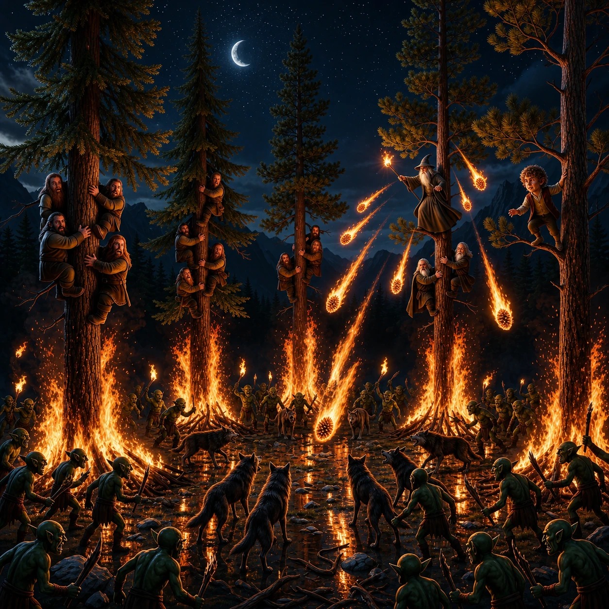 Fifteen Birds, in Five Fir Trees artwork