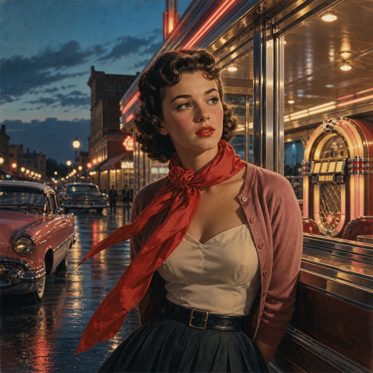 The Girl in the Red Scarf artwork
