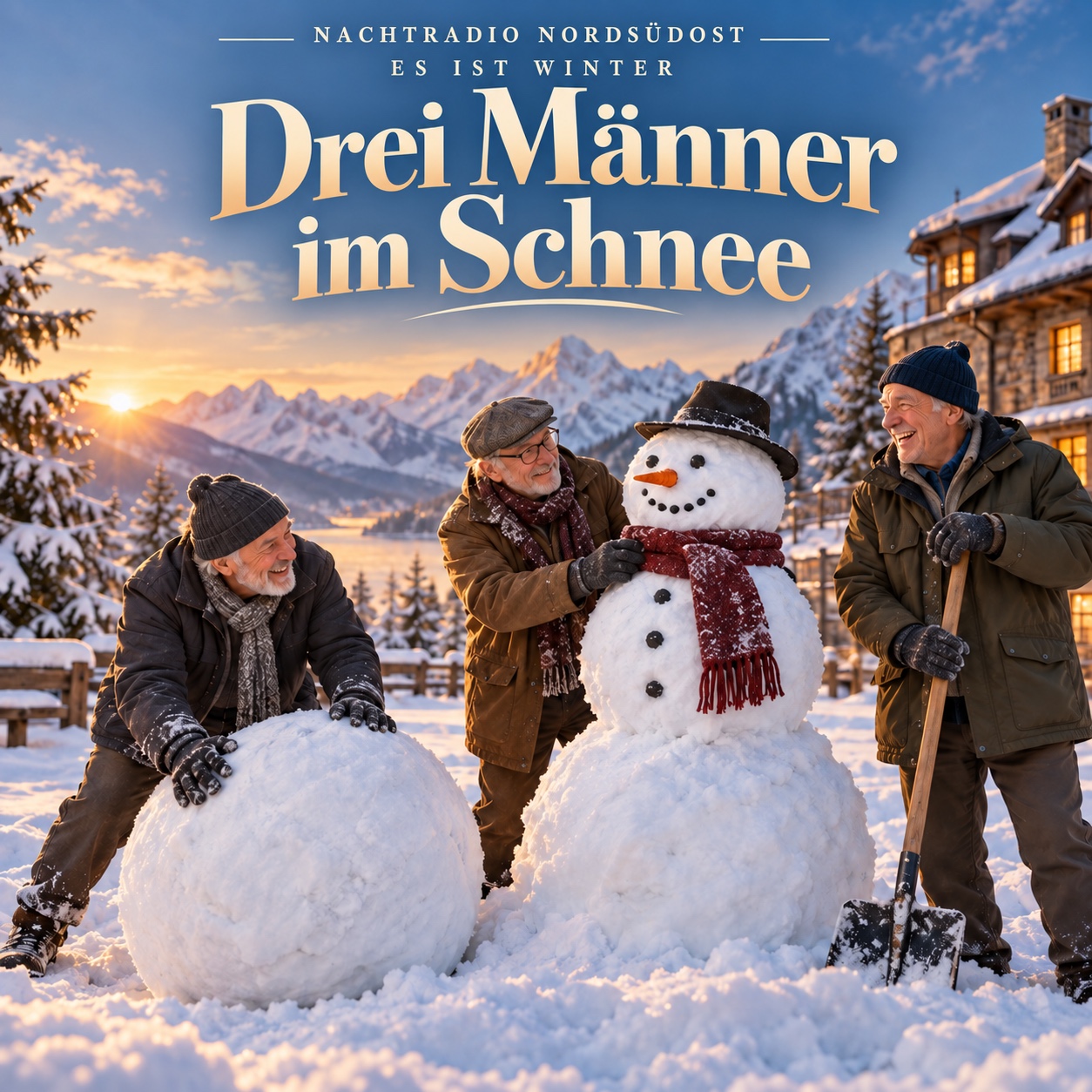 Drei Männer im Schnee artwork