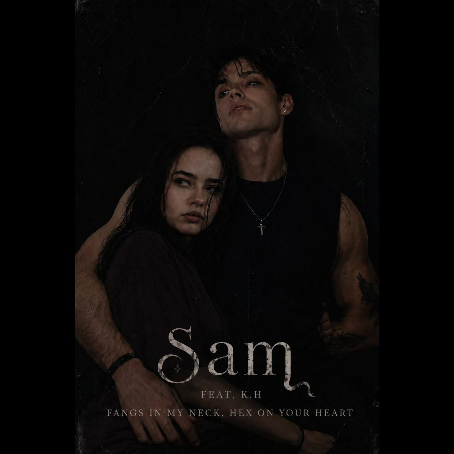 sam feat. k.h - fangs in my neck, hex on your heart artwork