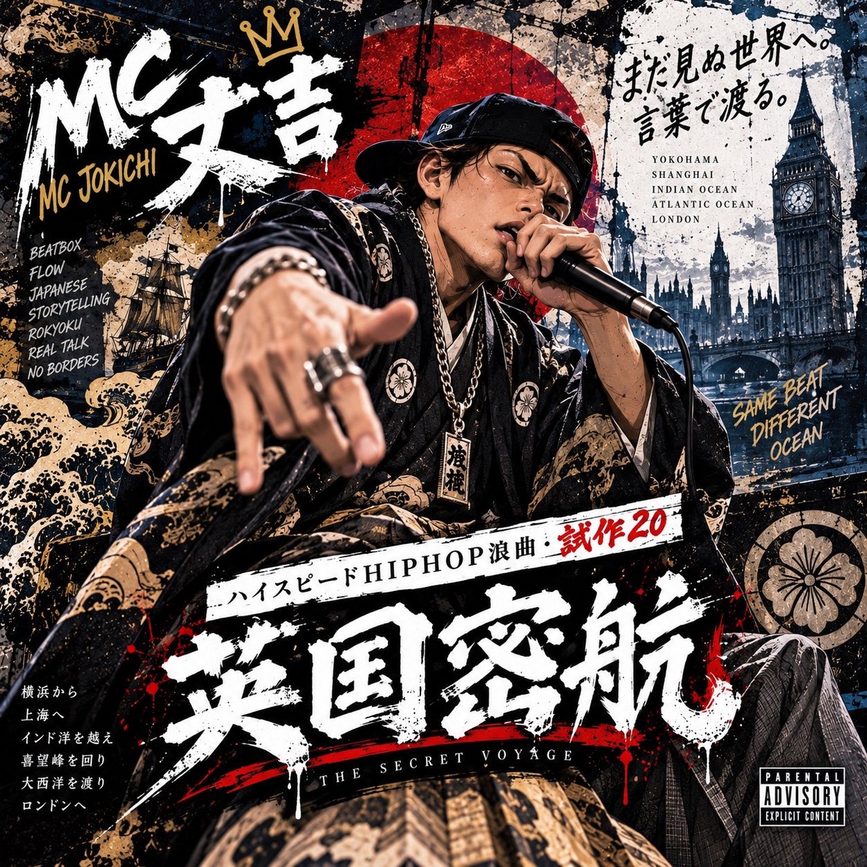 ハイスピードHIPHOP浪曲・試作⑳『英国密航』― 道中付けHOOK説 ― artwork