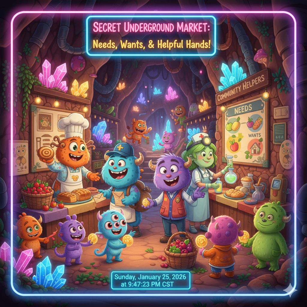 The Monster Market (Needs, Wants, and Helpful Hands) artwork