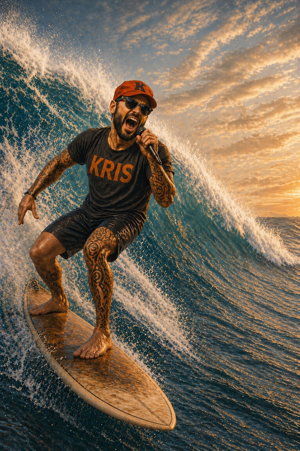 Surfant sur l'océan artwork