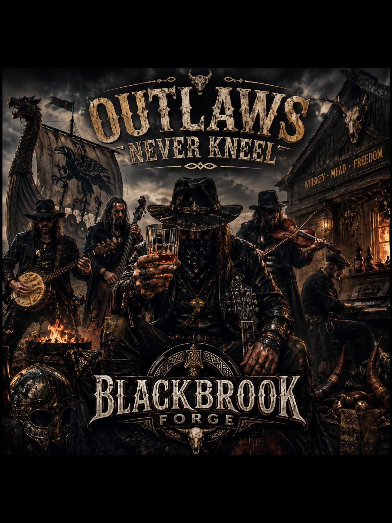 "Outlaws Never Kneel" artwork
