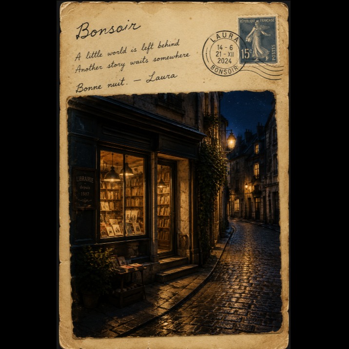 #7 Bonsoir, just one more page ( Postcards from Laura 2 ) कलाकृति