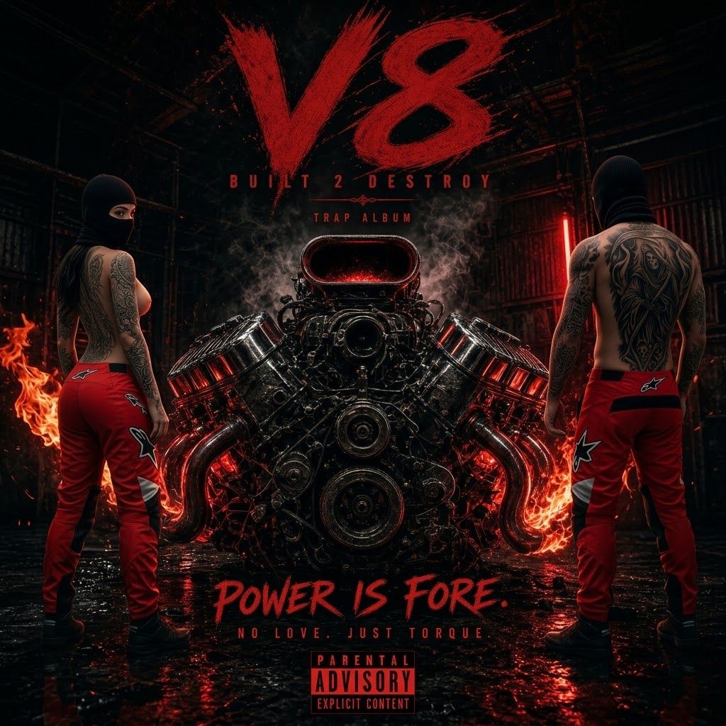 V8 dans l'crâne artwork