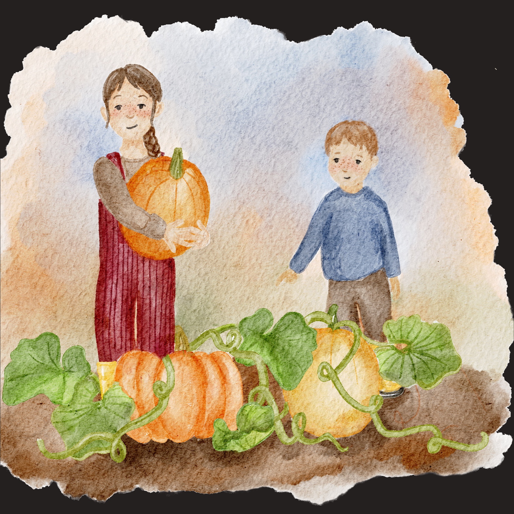 Herbst bei Lina und Leo im Gemüsebeet by Mikro Landwirtschaft | Suno