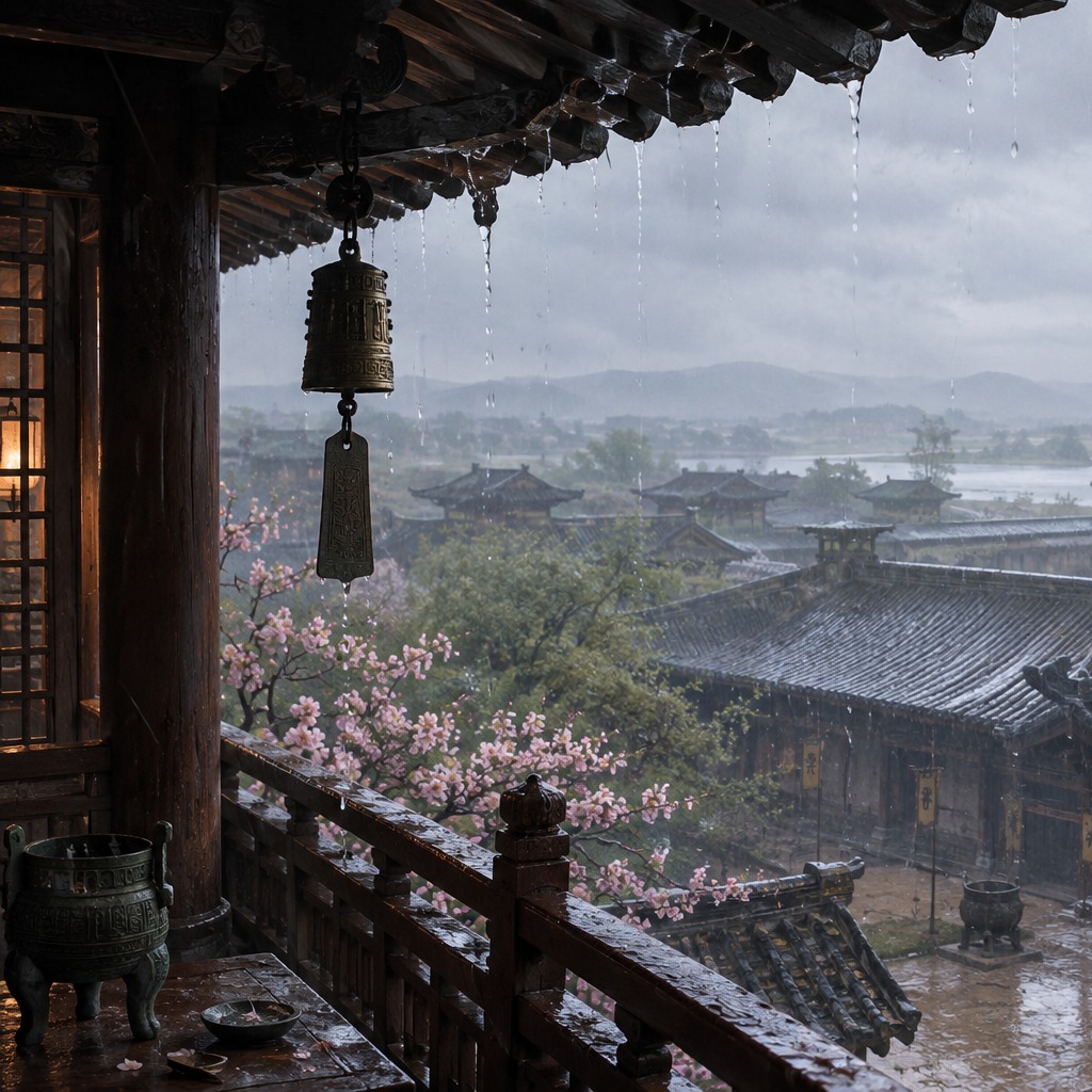 Rain on the Temple Roof artwork