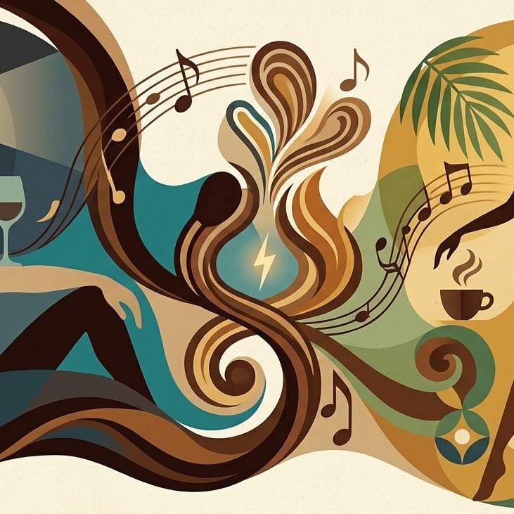 Sweet coffee. English Bossa Nova + artwork