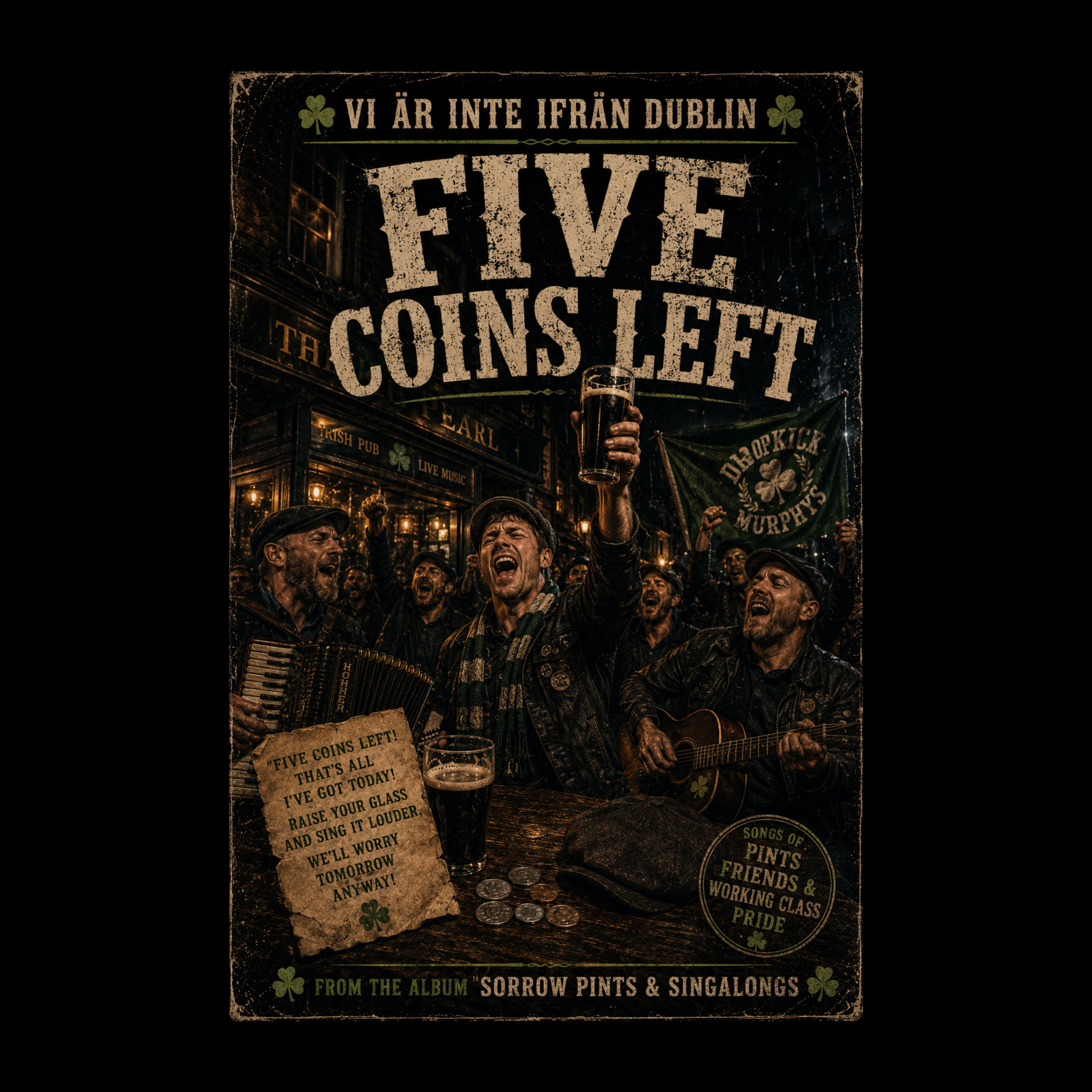 Vi är inte ifrån Dublin - Five coins left artwork