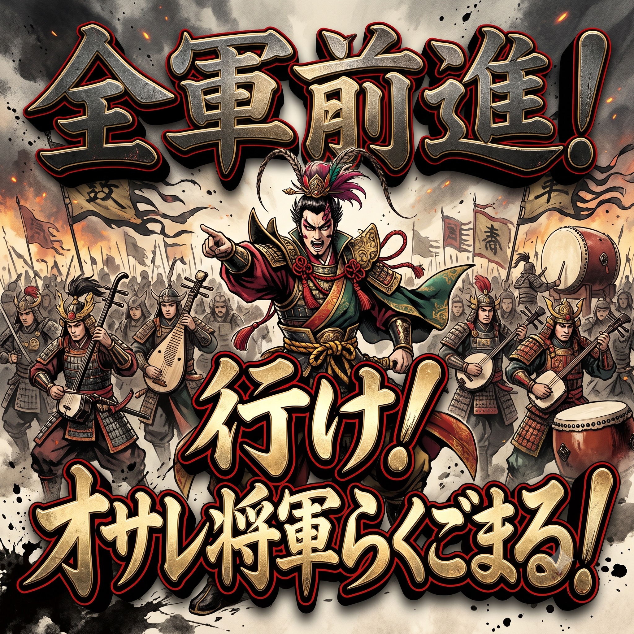 全軍前進！行け！オサレ将軍らくごまる！ artwork