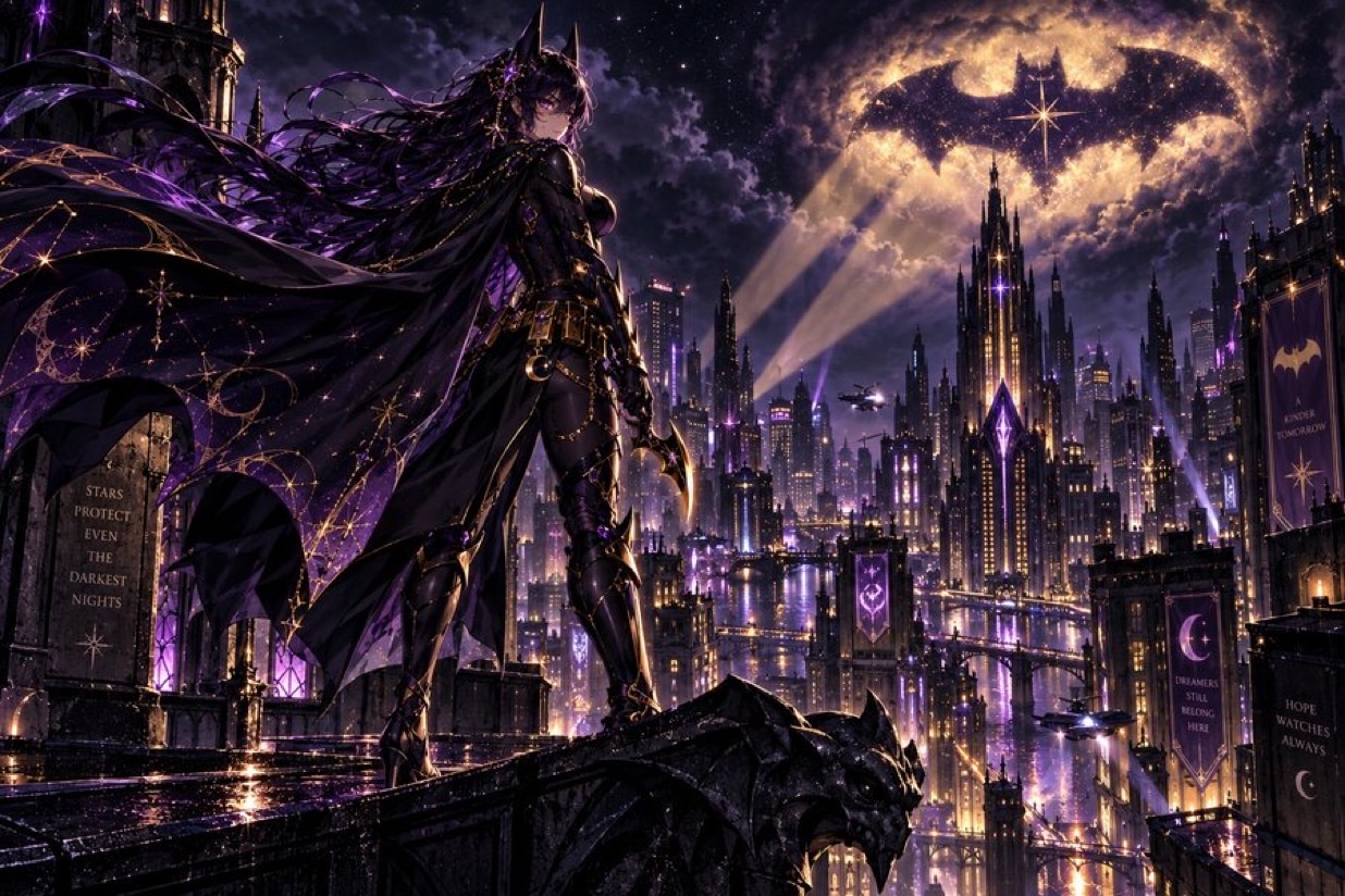 “Celestia — Guardian of the Starlit City” artwork
