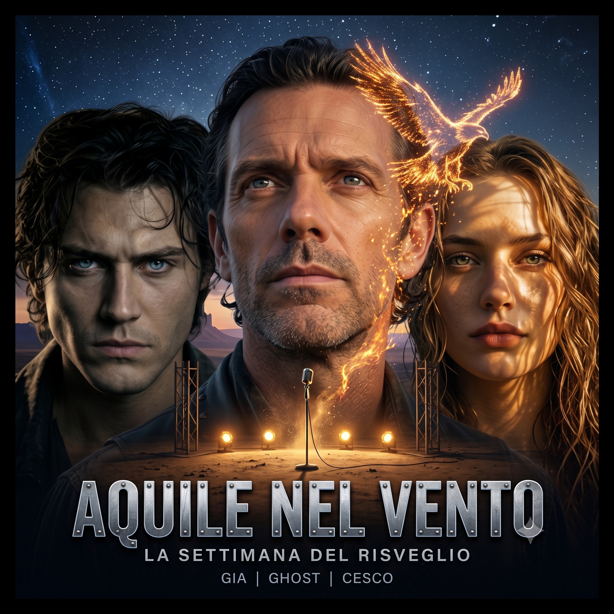 Tre viandanti nel deserto  explosive, loud artwork