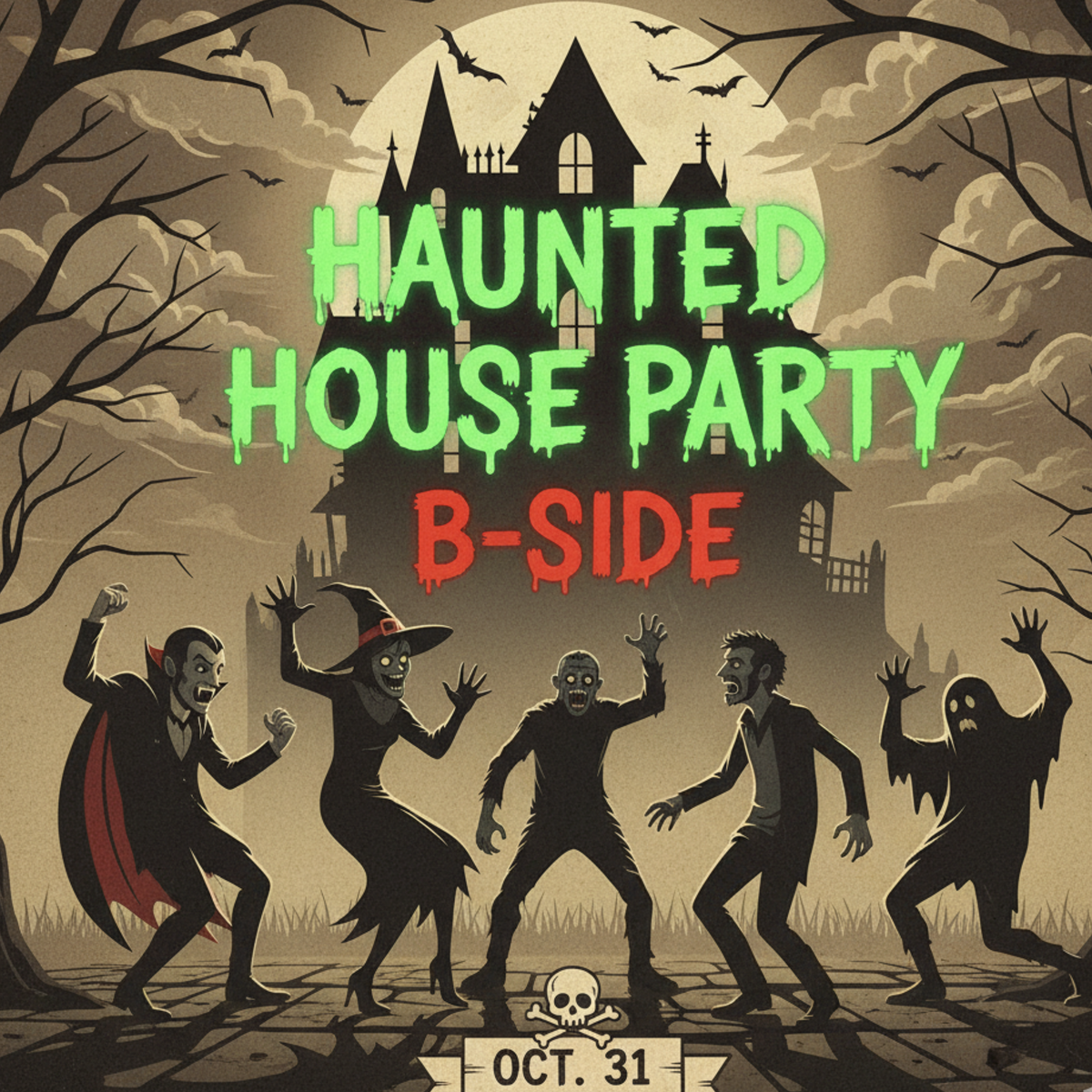 HAUNTED HOUSE PARTY B-SIDE artwork