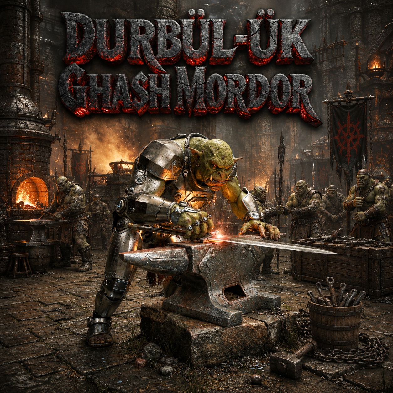 Grûshnak - Durbûl-ûk Ghash Mordor [The fiery armies of Mordor] artwork
