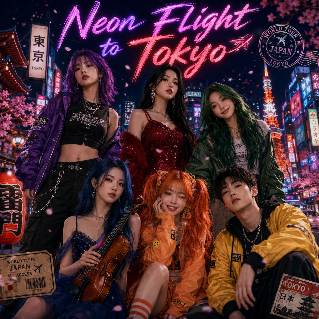 Neon Flight to Tokyo v6 artwork