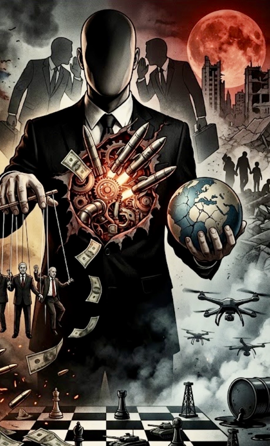 The military-industrial complex's business of war and state-sponsored terrorism artwork