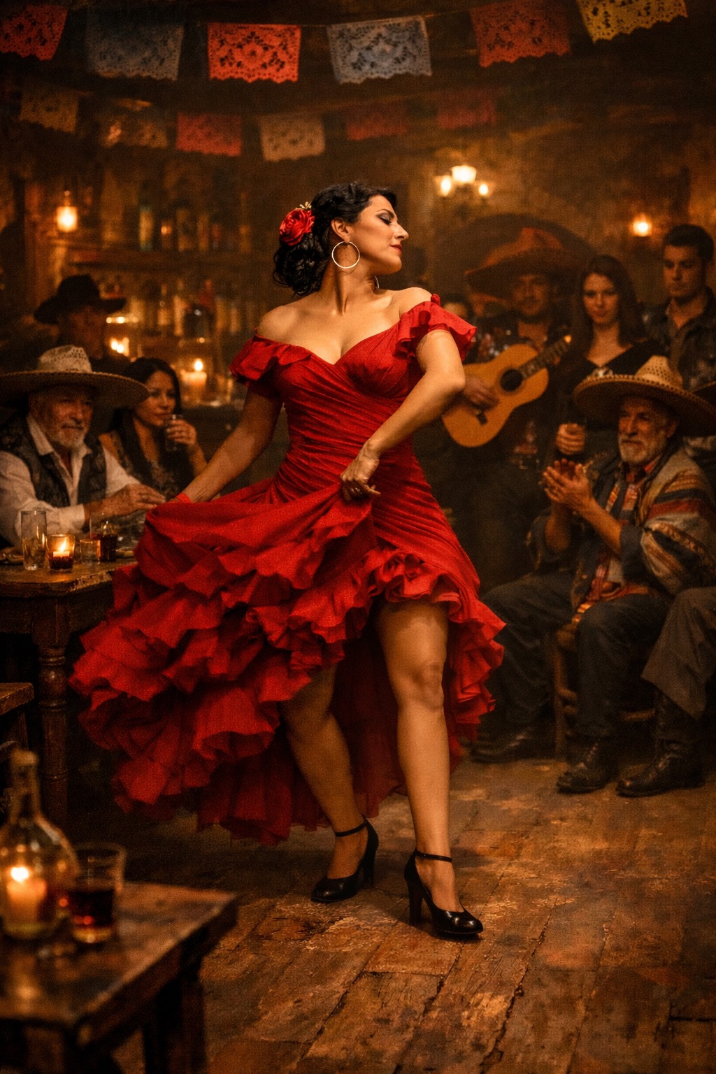 Tall señorita in RED artwork