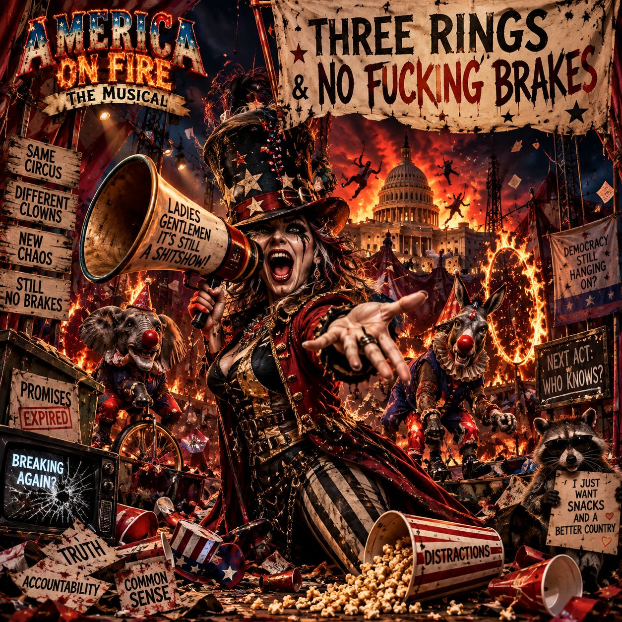 Three Rings & No Fucking Brakes artwork