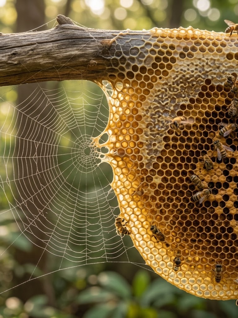 Wie ein Spinnennetz zum Bienenstock wurde artwork