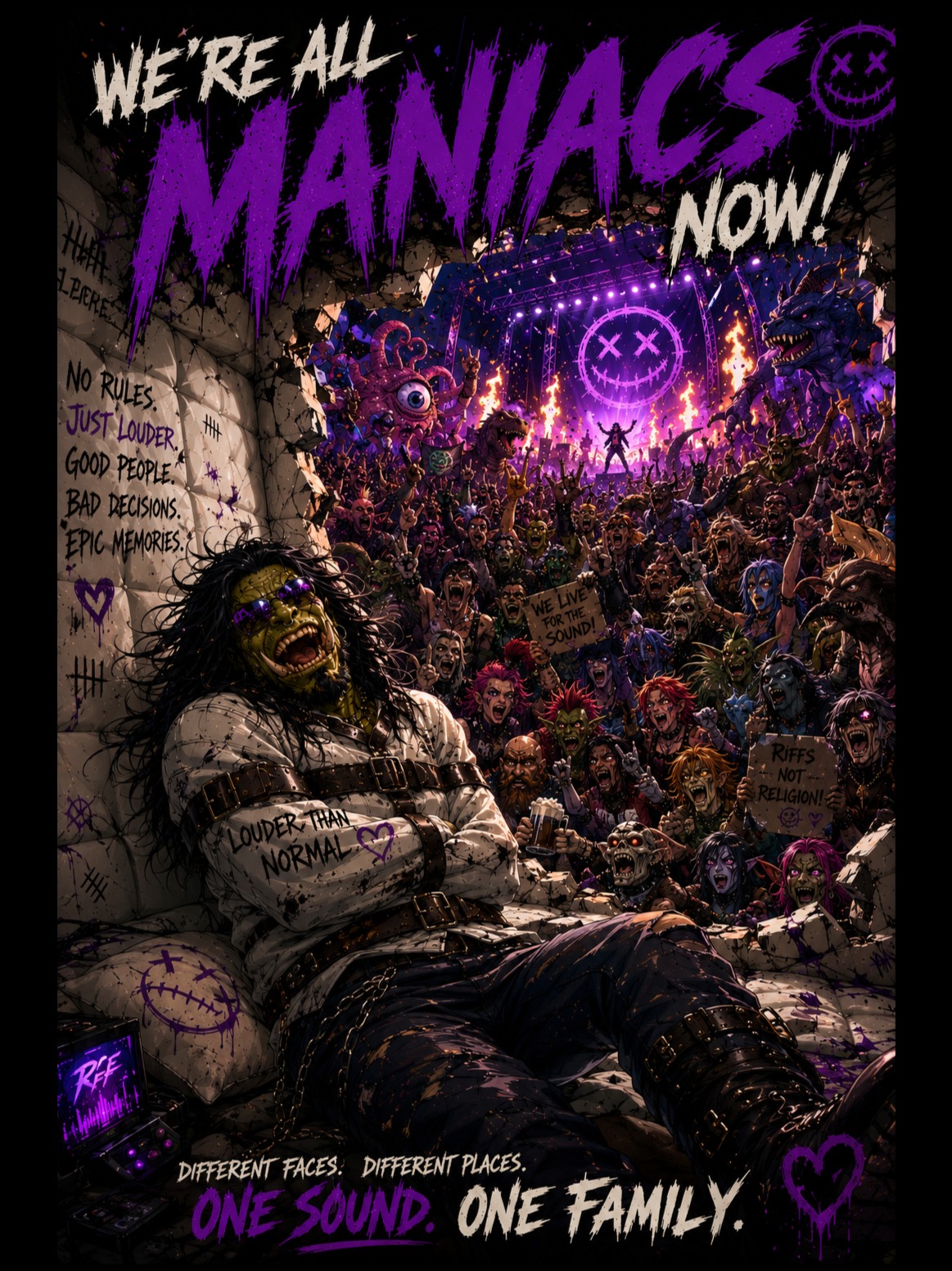 We're All Maniacs Now artwork