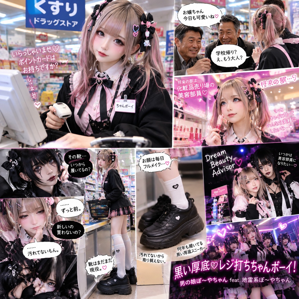 黒い厚底♡ レジ打ちちゃんボーイ！ 男の娘ぼ～やちゃん feat. 地雷系ぼ～やちゃん ver . 2 artwork